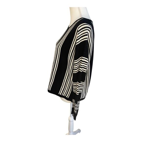 Philosophy Cropped Sweater, Women’s Medium, Black with White Stripes - Picture 2 of 4